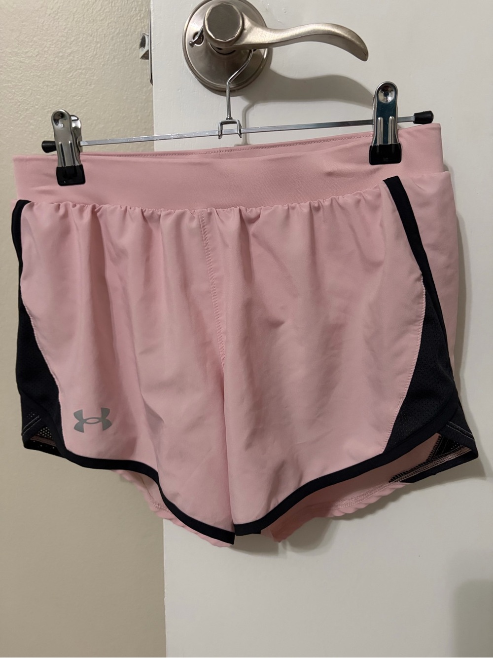 Under Armour Light Pink Women's Running Shorts with Black Trim